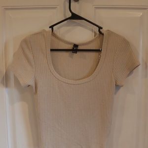 WINDSOR Scoop Neck Cropped Fitted Tan Top Size M